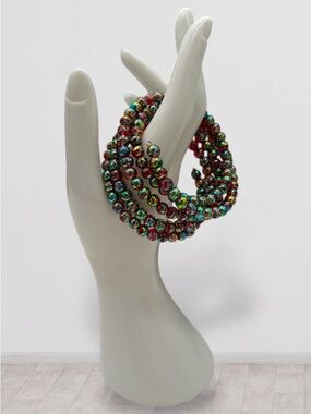 Astral Opal Synthetic Multi-Color Beaded Coil/ Wrap Bracelet - Women Jewelry